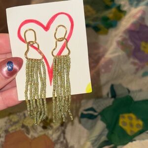 Gold Beaded Fringe Earrings